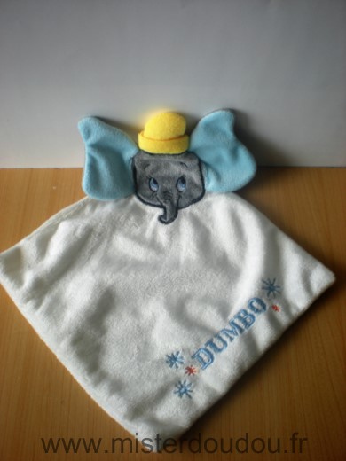 Doudou Eléphant Disney Dumbo blanc gris bleu 