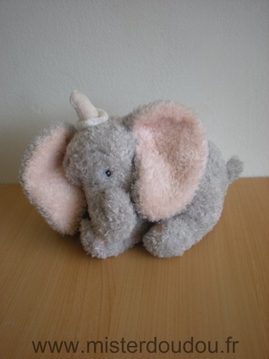 Doudou Eléphant Disney Dumbo couche gris rose 