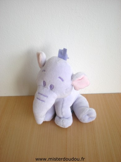 Doudou Eléphant Disney Efelant lumpy mauve 