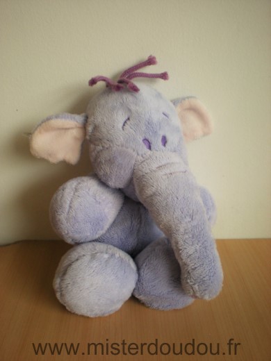 Doudou Eléphant Disney Lumpy mauve 