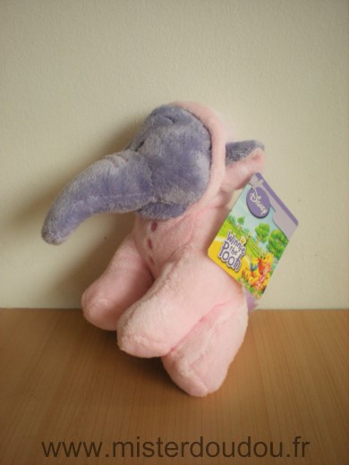 Doudou Eléphant Disney Lumpy mauve habit rose 