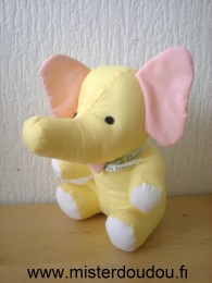 Doudou Eléphant Guerlain Jaune rose blanc 