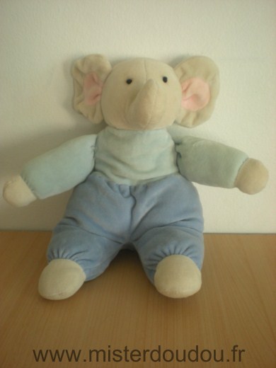 Doudou Eléphant Ikéa Bleu gris rose 