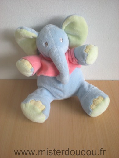 Doudou Eléphant Kiabi baby Bleu tshirt rose 