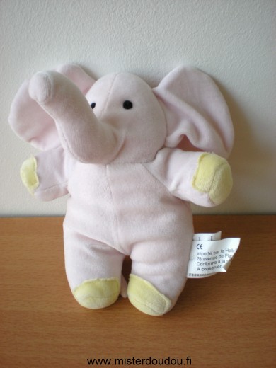 Doudou Eléphant La halle Rose jaune 