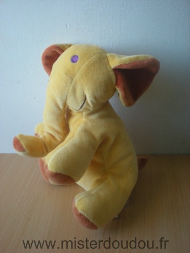 Doudou Eléphant Marese Jaune marron 