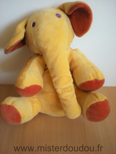 Doudou Eléphant Marese Jaune marron 