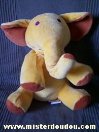 Doudou Eléphant Marese Jaune marron 