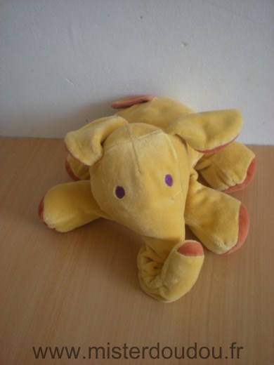 Doudou Eléphant Marese Jaune marron 