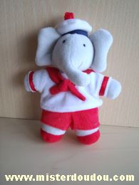 Doudou Eléphant - Marque non connue - Gris thsirt blanc short rouge Babar