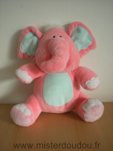 Doudou Eléphant Mes amis calins Rose vert clair 