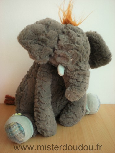 Doudou Eléphant Moulin roty Gris bleu 