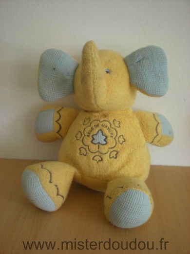 Doudou Eléphant Mundia Jaune bleu 