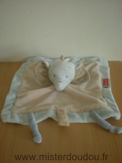 Doudou Eléphant Nattou Beige bleu 