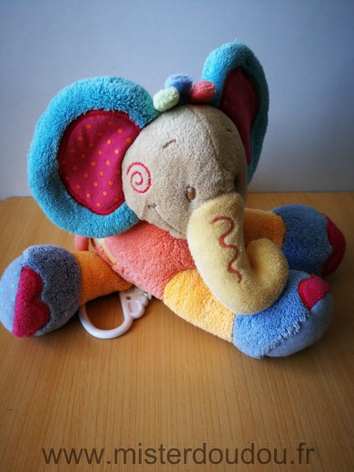 Doudou Eléphant Nattou Rose orange bleu palmier 