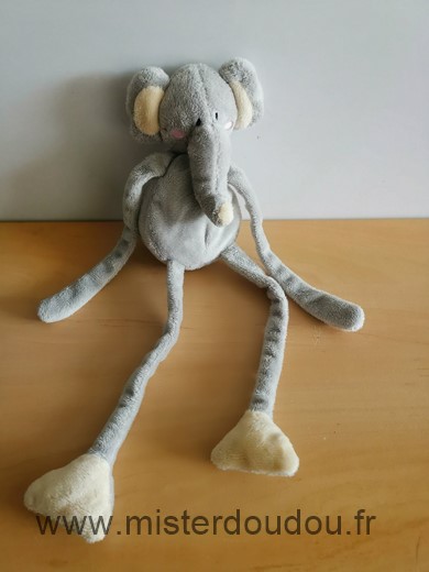 Doudou Eléphant Nature planet Gris 