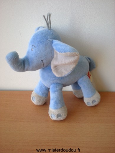 Doudou Eléphant Nicotoy Bleu gris Les pattes font bruit de papier