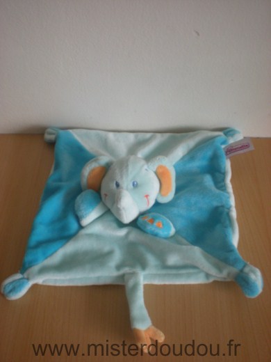 Doudou Eléphant Pommette Bleu bleu clair 