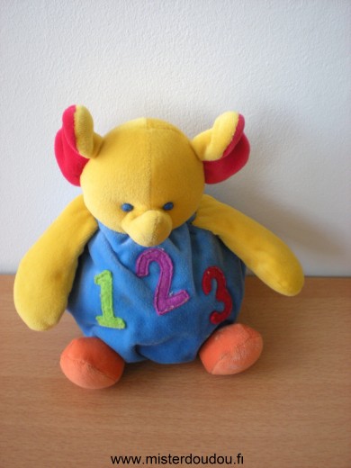 Doudou Eléphant Priscilla larsen Bleu jaune orange rouge chiffres 1 2 3 