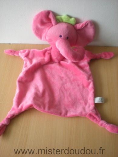 Doudou Eléphant Sabiluc Rose couronne verte luc et lea 