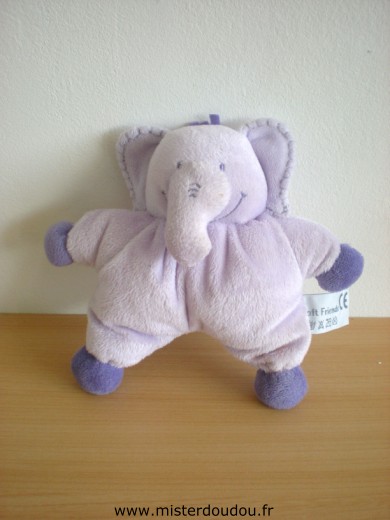 Doudou Eléphant Soft friends Mauve 