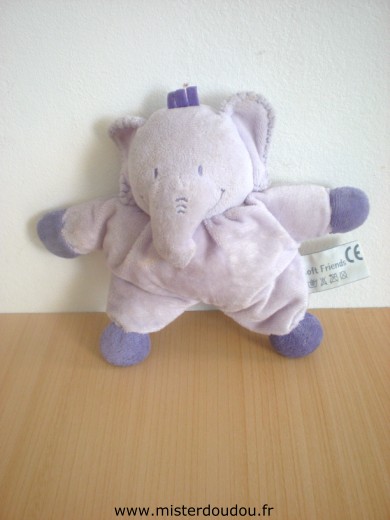 Doudou Eléphant Soft friends Mauve 