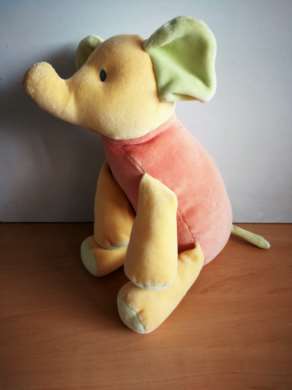 Doudou Eléphant Sucre d orge Orange jaune vert 