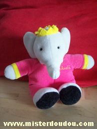 Doudou Eléphant Tigex Rose gris jaune Celeste