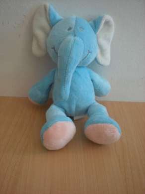 Doudou Eléphant Total Bleu 