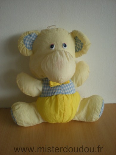 Doudou Eléphant 0 Jaune bleu vichy style puffalump 
