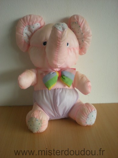 Doudou Eléphant 0 Style puffalump rose bleu toile de parachute 