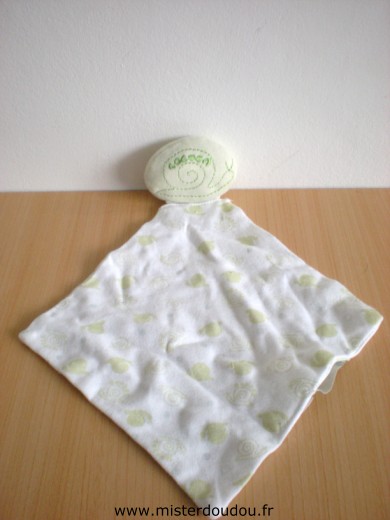 Doudou Escargot Cocoon Blanc vert motifs escargots 