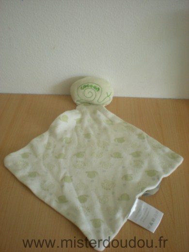 Doudou Escargot Cocoon Blanc vert motifs escargots verts 