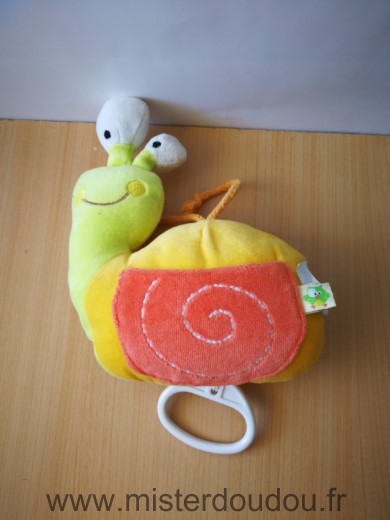 Doudou Escargot Liboo Jaune vert orange 