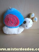 Doudou Escargot Nounours Bleu rose écru 