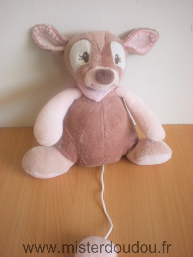 Doudou Faon Nattou Beige rose Tres bon état général mais la boite à musique ne marche qu à moitié , la ficelle ne rentre qu à moitié