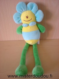 Doudou Fleur Comptine Bleu jaune vert 