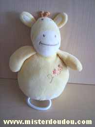 Doudou Girafe Amtoys Jaune avec brodé un oiseau Musical