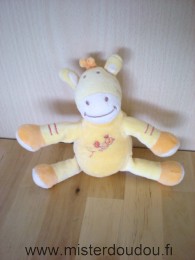 Doudou Girafe Amtoys Jaune ornge oiseau brodé 