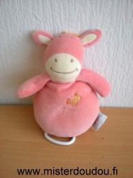 Doudou Girafe Amtoys Rose oiseau jaune brodé 