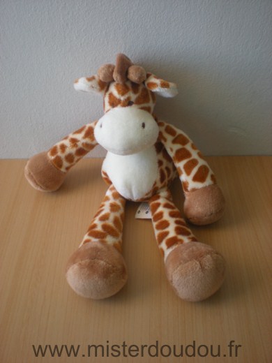 Doudou Girafe Animal alley Ecru taches marron 