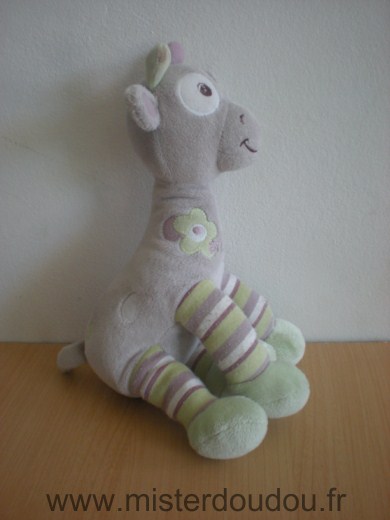 Doudou Girafe Arthur et lola Arthur gris vert 