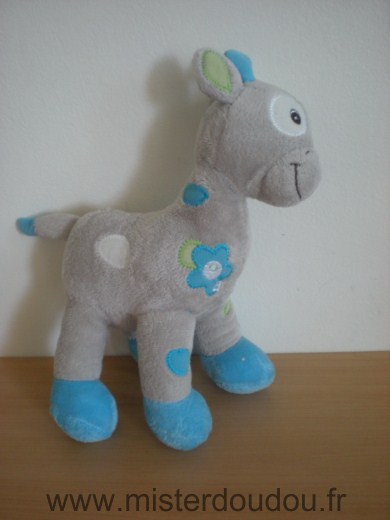 Doudou Girafe Arthur et lola Gris bleu 