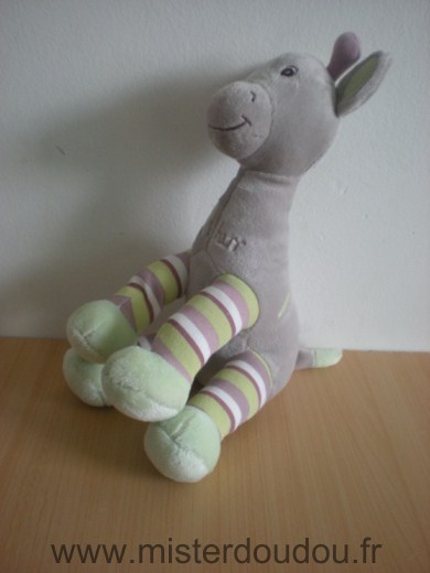 Doudou Girafe Arthur et lola Gris vert 