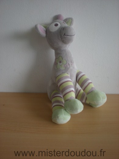 Doudou Girafe Arthur et lola Gris vert mauve 