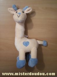 Doudou Girafe Arthur et lola Jaune bleu 