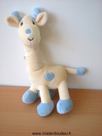 Doudou Girafe Arthur et lola Jaune bleu 