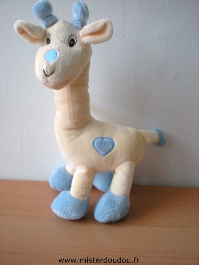 Doudou Girafe Arthur et lola Jaune bleu 