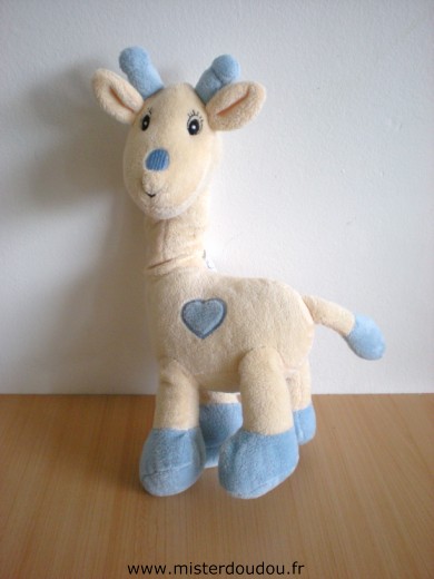 Doudou Girafe Arthur et lola Jaune bleue 