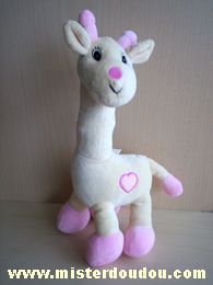 Doudou Girafe Arthur et lola Jaune coeur rose 